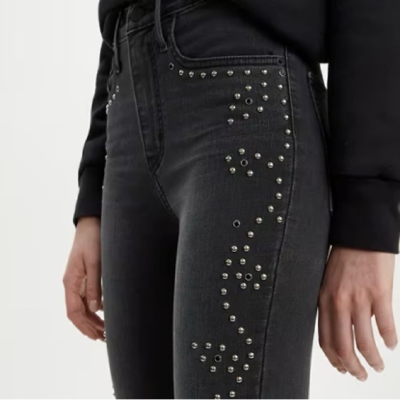 LEVI’S mile high super skinny dark gray studded jeans - Picture 1 of 14